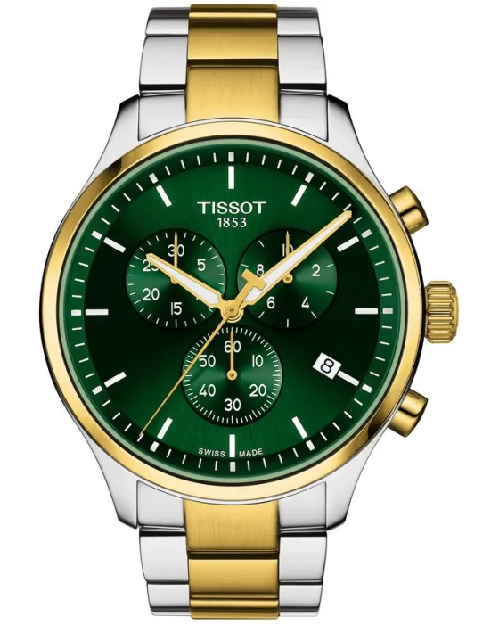 Ανδρικό ρολόι Tissot Classic Chronograph T1166172209100, Πράσινο καντράν, Μπρασελέ από Ανοξείδωτο ατσάλι