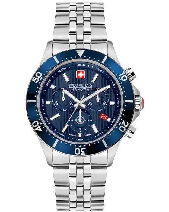 Men's watch Swiss Military Hanowa Flagship Chronograph SMWGI2100703, Blue dial, Bracelet in Stainless Steel