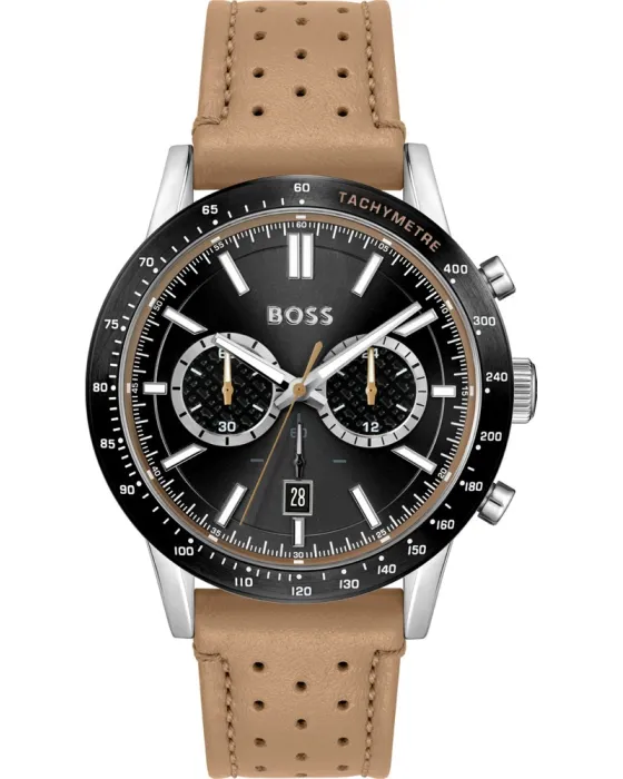 Ανδρικό ρολόι Hugo Boss Allure Chronograph 1513964, Μαύρο καντράν, Λουρί από Δερμάτινο