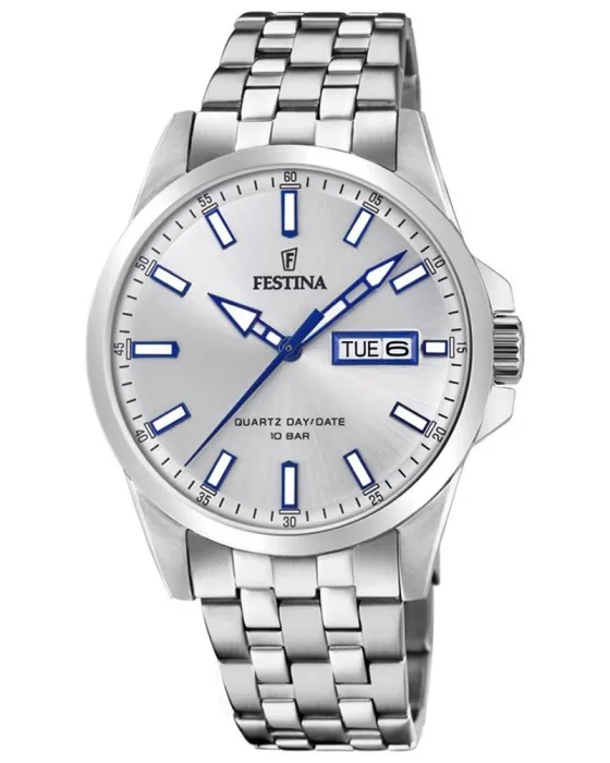 Ανδρικό ρολόι Festina F20357/1, Ασημί καντράν, Μπρασελέ από Ανοξείδωτο ατσάλι