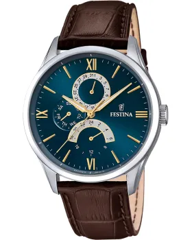 Ανδρικό ρολόι Festina F16823 / A, Μπλε καντράν, Λουρί από Δερμάτινο