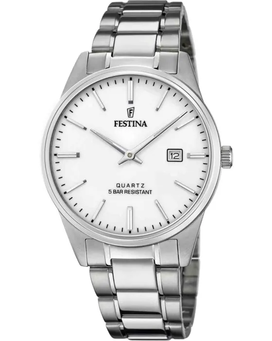 Ανδρικό / Γυναικείο ρολόι Festina F20511 / 2, Λευκό καντράν, Μπρασελέ από Ανοξείδωτο ατσάλι
