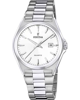 Ανδρικό ρολόι Festina F20552 / 2, Λευκό καντράν, Μπρασελέ από Ανοξείδωτο ατσάλι