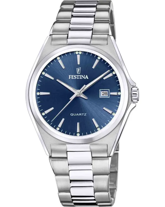 Ανδρικό ρολόι Festina F20552/3, Μπλε καντράν, Μπρασελέ από Ανοξείδωτο ατσάλι