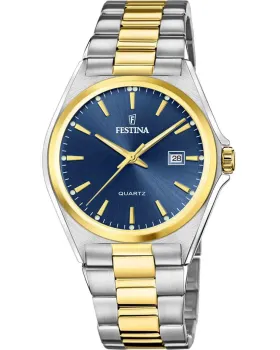 Ανδρικό ρολόι Festina F20554 / 4, Μπλε καντράν, Μπρασελέ από Ανοξείδωτο ατσάλι