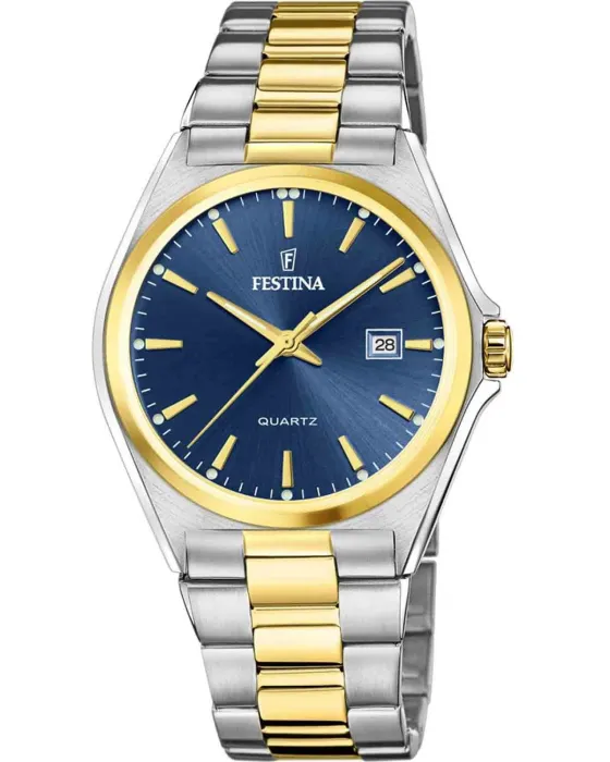 Ανδρικό ρολόι Festina F20554 / 4, Μπλε καντράν, Μπρασελέ από Ανοξείδωτο ατσάλι