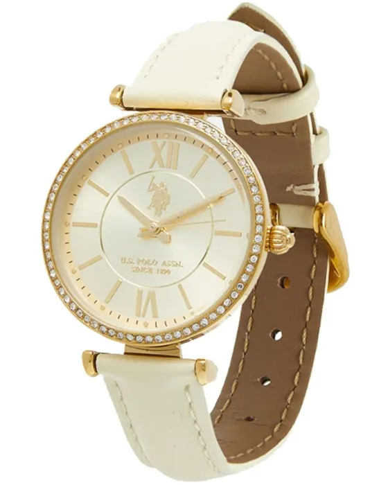 Women's watch U.S. Polo Assn. USP8196YG, Gold dial, Strap in Leather