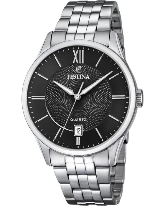 Men's watch Festina Classic F20425 / 3, Black dial, Bracelet in Stainless Steel