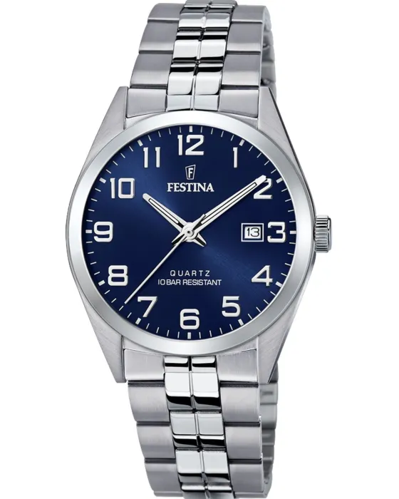 Ανδρικό / Γυναικείο ρολόι Festina Classic F20437/3, Μπλε καντράν, Μπρασελέ από Ανοξείδωτο ατσάλι