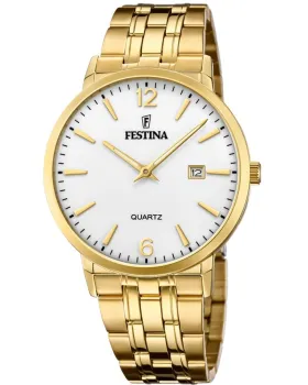 Ανδρικό ρολόι Festina F20513 / 2, Λευκό καντράν, Μπρασελέ από Ανοξείδωτο ατσάλι