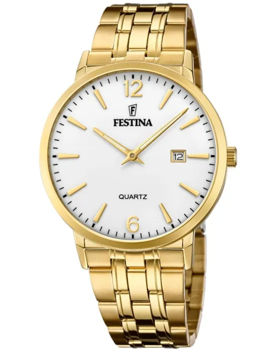 Ανδρικό ρολόι Festina F20513 / 2, Λευκό καντράν, Μπρασελέ από Ανοξείδωτο ατσάλι