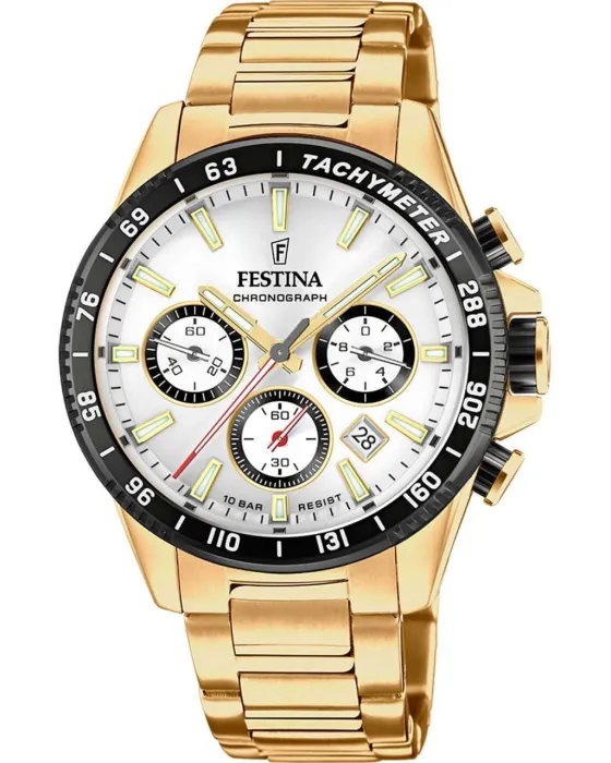 Ανδρικό ρολόι Festina Chronograph F20634 / 1, Ασημί καντράν, Μπρασελέ από Ανοξείδωτο ατσάλι