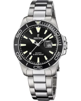 Γυναικείο ρολόι Festina F20503 / 4, Μαύρο καντράν, Μπρασελέ από Ανοξείδωτο ατσάλι