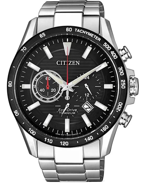 Ανδρικό ρολόι Citizen Eco-Drive Chronograph CA4444-82E, Μαύρο καντράν, Μπρασελέ από Τιτάνιο