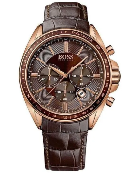 Ανδρικό ρολόι Hugo Boss Driver Sport Chronograph 1513093, Καφέ καντράν, Λουρί από Δερμάτινο