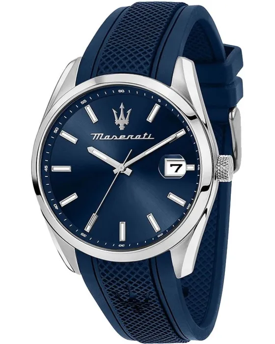 Ανδρικό ρολόι Maserati Attrazione R8851151005, Μπλε καντράν, Λουρί από Καουτσούκ