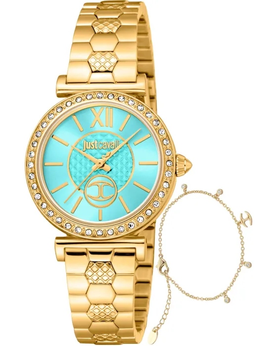 Γυναικείο ρολόι Just Cavalli Varenna JC1L273M0065, Μπλε καντράν, Μπρασελέ από Ανοξείδωτο ατσάλι