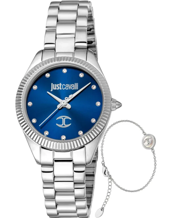 Γυναικείο ρολόι Just Cavalli Pacentro Set JC1L267M0045, Μπλε καντράν, Μπρασελέ από Ανοξείδωτο ατσάλι