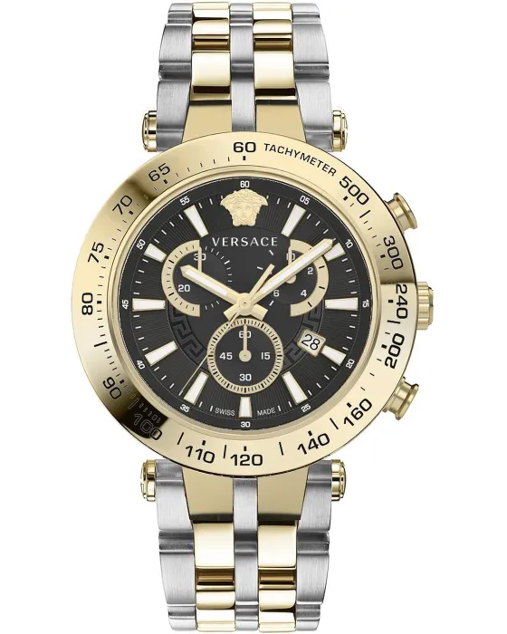 Ανδρικό ρολόι Versace Bold Chronograph VEJB00622, Μαύρο καντράν, Μπρασελέ από Ανοξείδωτο ατσάλι