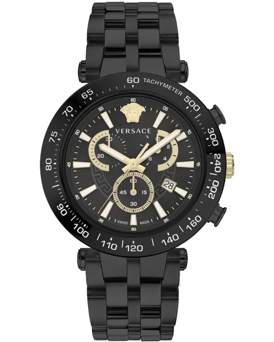 Ανδρικό ρολόι Versace Bold Chronograph VEJB00722, Μαύρο καντράν, Μπρασελέ από Ανοξείδωτο ατσάλι