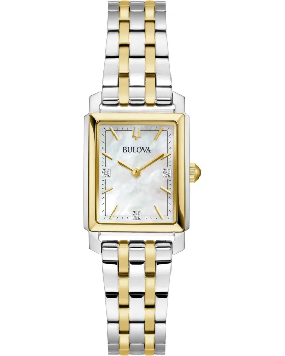 Female watch Bulova Sutton Rectangle 98P220, Silver dial, Bracelet in Stainless Steel