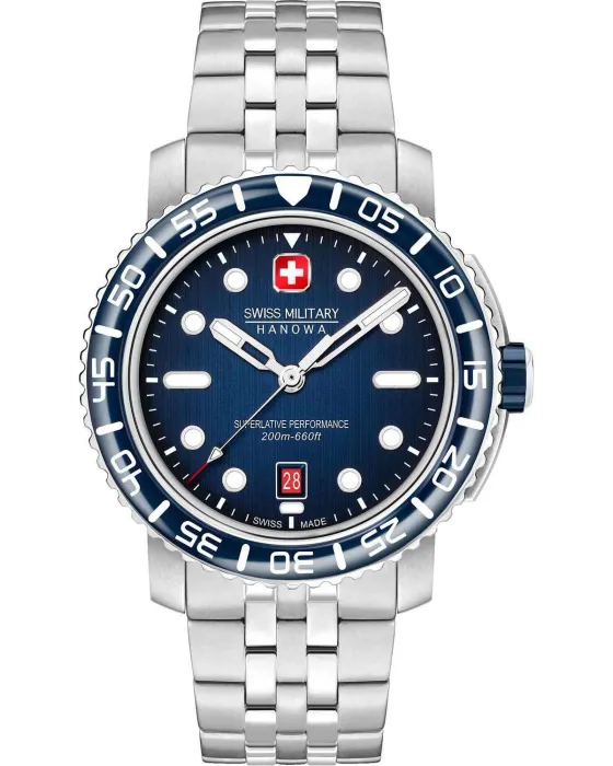 Male watch Swiss Military Hanowa Marlin SMWGH0001703, Blue dial, Bracelet in Stainless Steel