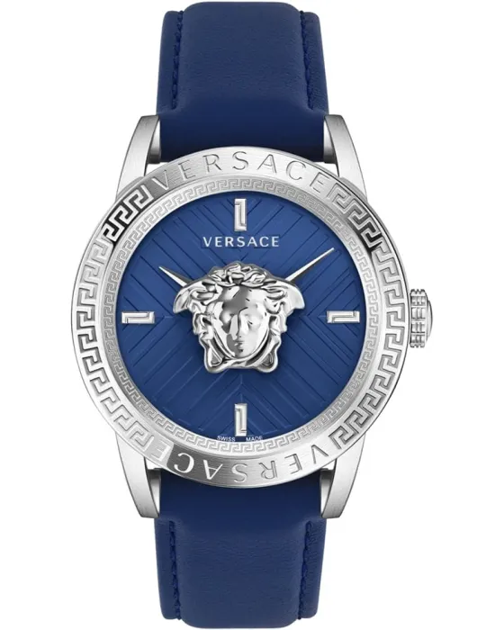 Ανδρικό ρολόι Versace V-Code VESN00122, Μπλε καντράν, Λουρί από Δερμάτινο