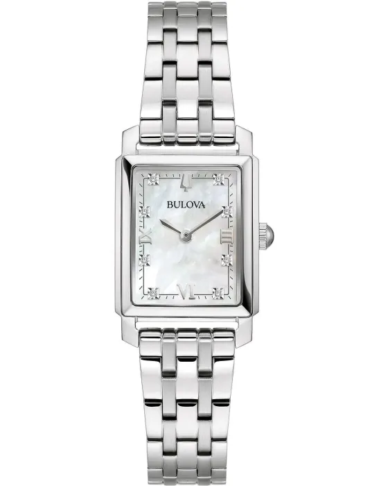 Γυναικείο ρολόι Bulova Sutton Rectangle 96P244, Φίλντισι καντράν, Μπρασελέ από Ανοξείδωτο ατσάλι