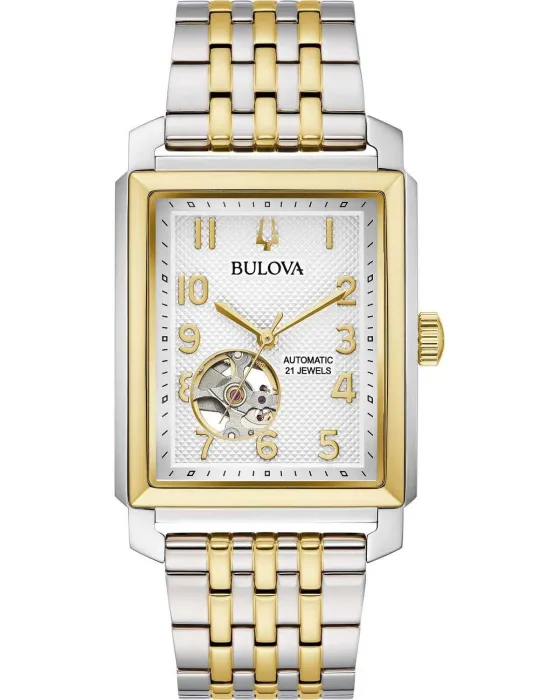 Ανδρικό ρολόι Bulova Sutton Automatic 98A308, Ασημί καντράν, Μπρασελέ από Ανοξείδωτο ατσάλι