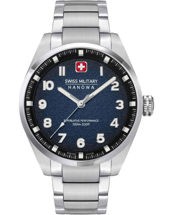 Men's watch Swiss Military Hanowa Greyhound SMWGG0001504, Blue dial, Bracelet in Stainless Steel