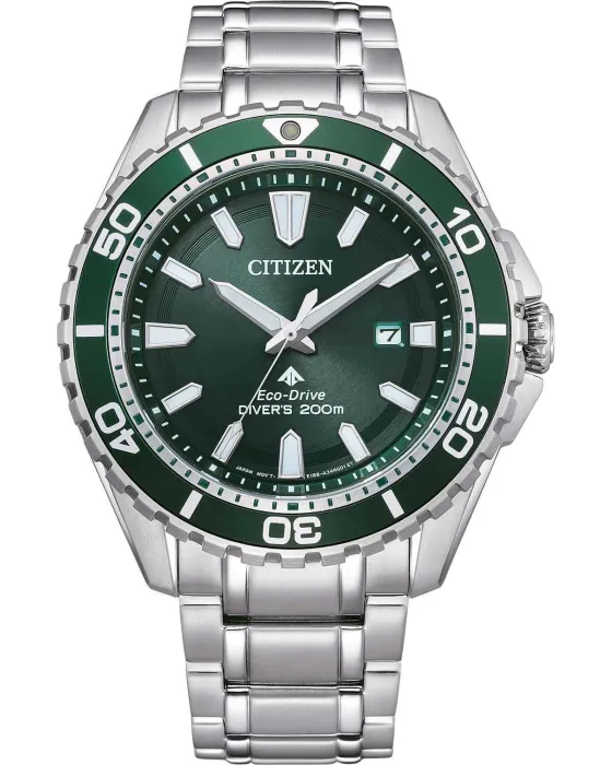 Ανδρικό ρολόι Citizen Eco-Drive Divers BN0199-53X, Πράσινο καντράν, Μπρασελέ από Ανοξείδωτο ατσάλι
