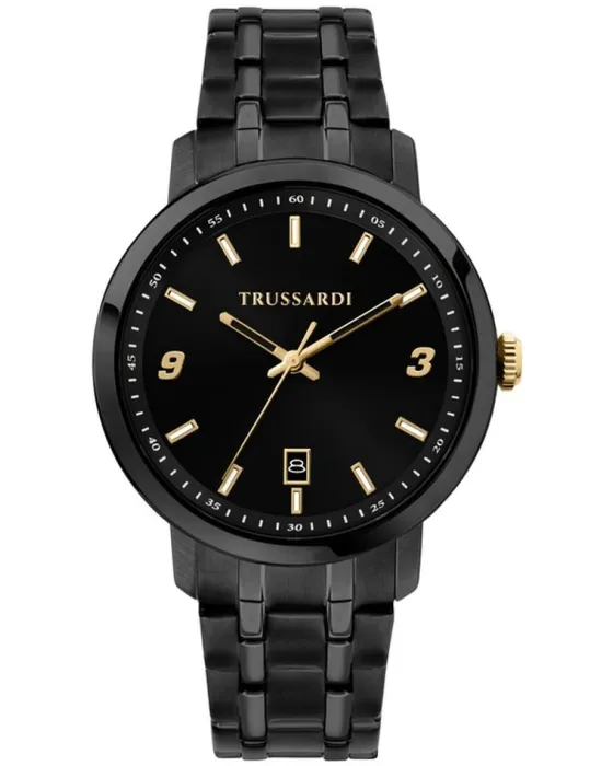 Ανδρικό ρολόι Trussardi T-Light R2453147009, Μαύρο καντράν, Μπρασελέ από Ανοξείδωτο ατσάλι