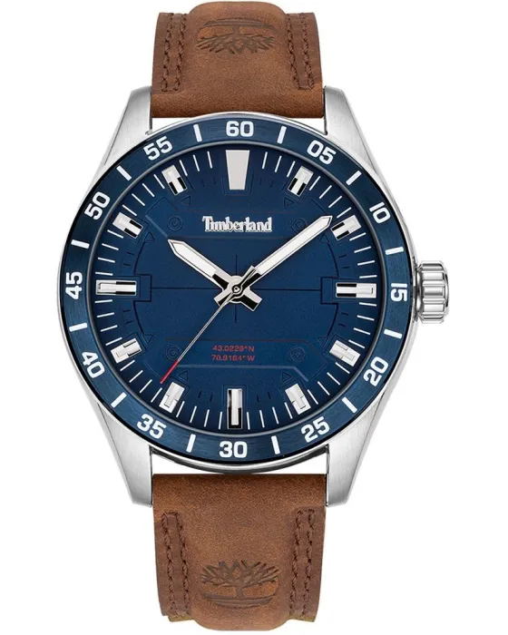 Ανδρικό ρολόι Timberland Calverton TDWGA2201204, Μπλε καντράν, Λουρί από Δερμάτινο