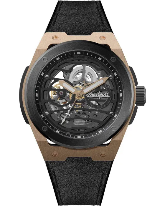 Men's watch Ingersoll Springfield Automatic I15202, Black dial, Strap in Leather