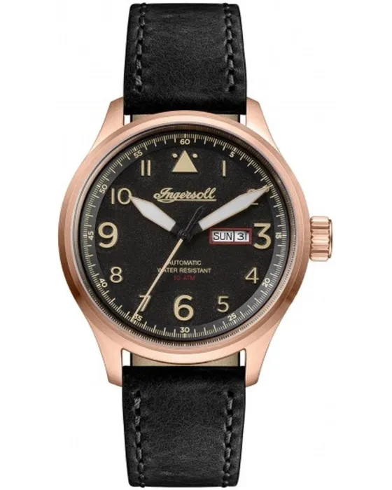 Ανδρικό ρολόι Ingersoll The Bateman Automatic I01803, Μαύρο καντράν, Λουρί από Δερμάτινο