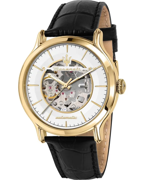 Ανδρικό ρολόι Maserati Epoca Automatic R8821118011, Λευκό καντράν, Λουρί από Δερμάτινο