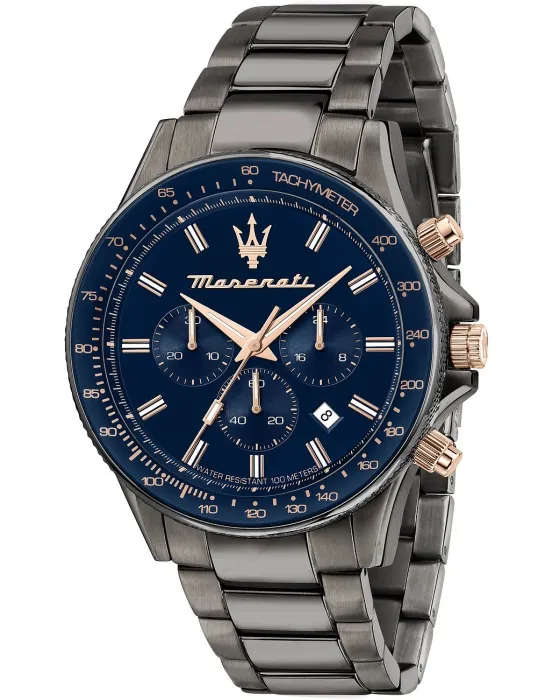 Ανδρικό ρολόι Maserati Sfida Chronograph R8873640001, Μπλε καντράν, Μπρασελέ από Ανοξείδωτο ατσάλι