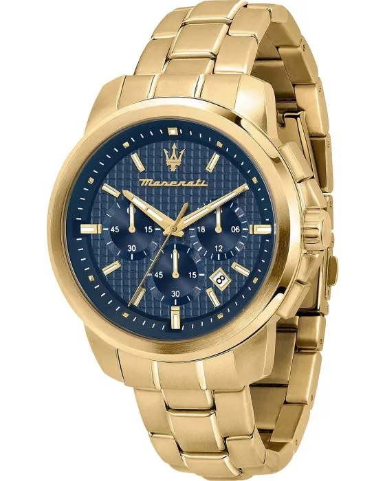 Ανδρικό ρολόι Maserati Successo Chronograph R8873621021, Μπλε καντράν, Μπρασελέ από Ανοξείδωτο ατσάλι