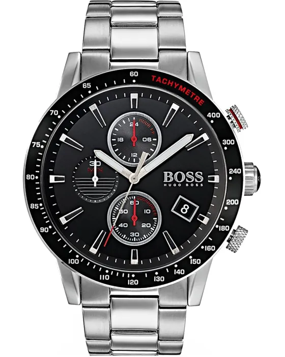 Ανδρικό ρολόι Hugo Boss Rafale Chronograph 1513509, Μαύρο καντράν, Μπρασελέ από Ανοξείδωτο ατσάλι