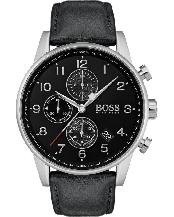 Ανδρικό ρολόι Hugo Boss Navigator Chronograph 1513678, Μαύρο καντράν, Λουρί από Υφασμάτινο