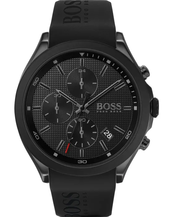 Ανδρικό ρολόι Hugo Boss Velocity Chronograph 1513720, Μαύρο καντράν, Λουρί από Καουτσούκ