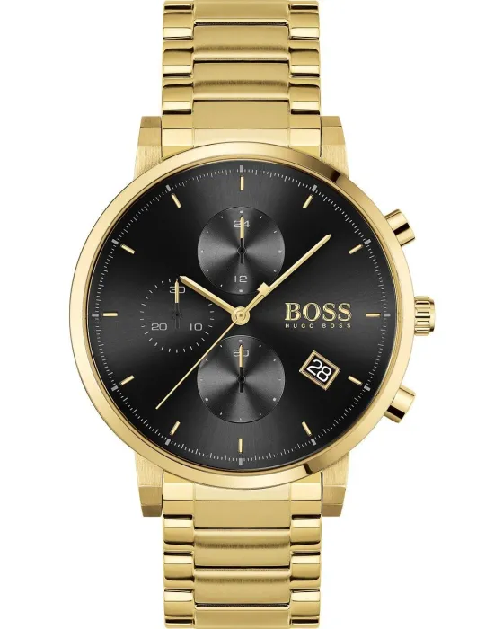 Ανδρικό ρολόι Hugo Boss Integrity Chronograph 1513781, Μαύρο καντράν, Μπρασελέ από Ανοξείδωτο ατσάλι