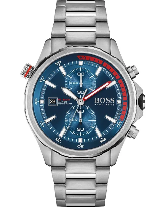 Ανδρικό ρολόι Hugo Boss Globetrotter Chronograph 1513823, Μπλε καντράν, Μπρασελέ από Ανοξείδωτο ατσάλι