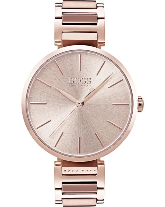 Γυναικείο ρολόι Hugo Boss Allusion 1502418, Ροζ Χρυσό καντράν, Μπρασελέ από Ανοξείδωτο ατσάλι