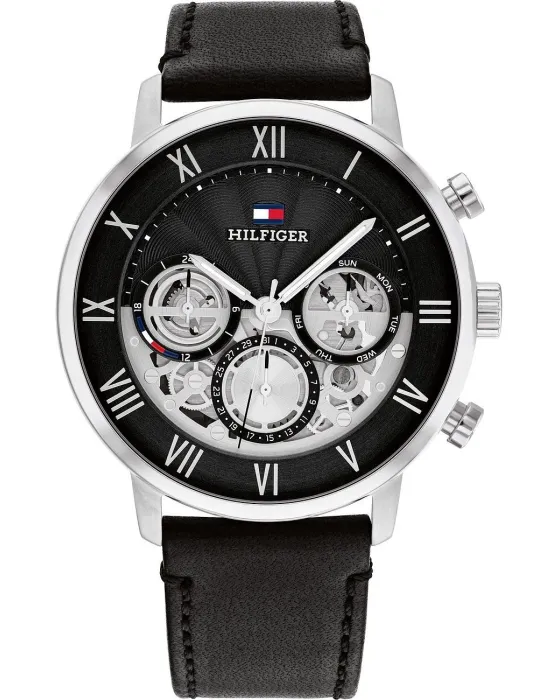 Ανδρικό ρολόι Tommy Hilfiger Legend 1710565, Μαύρο καντράν, Λουρί από Δερμάτινο