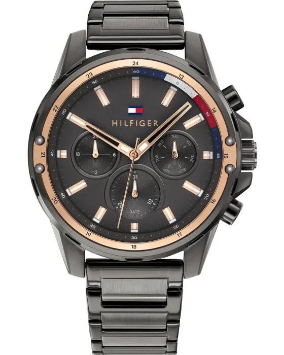 Ανδρικό ρολόι Tommy Hilfiger Mason 1791790, Μαύρο καντράν, Μπρασελέ από Ανοξείδωτο ατσάλι