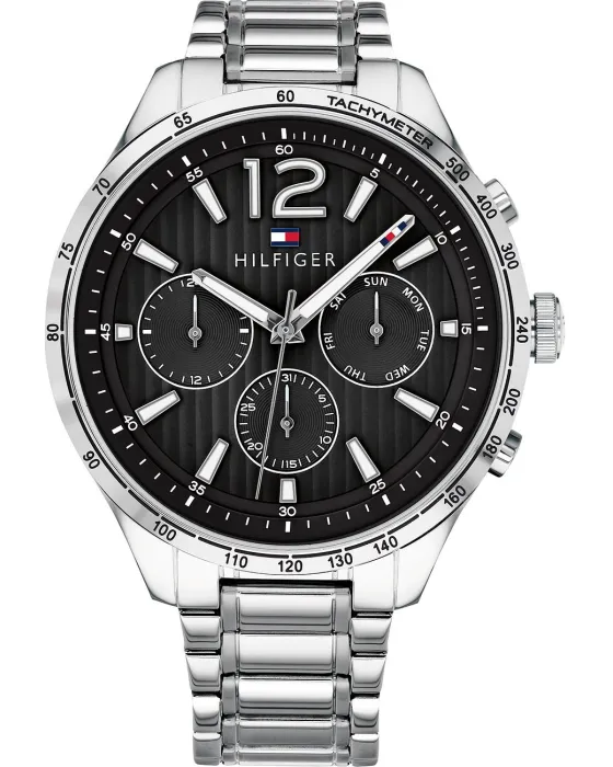 Ανδρικό ρολόι Tommy Hilfiger Gavin Multifunction 1791469, Μαύρο καντράν, Μπρασελέ από Ανοξείδωτο ατσάλι