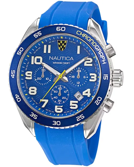 Ανδρικό ρολόι Nautica Chronograph NAPKBS225, Μπλε καντράν, Λουρί από Καουτσούκ