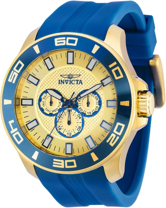 Male watch Invicta Pro Diver 36609, Gold dial, Strap in Rubber