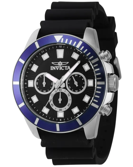 Men's watch Invicta Pro Diver Chronograph 46079, Black dial, Strap in Rubber